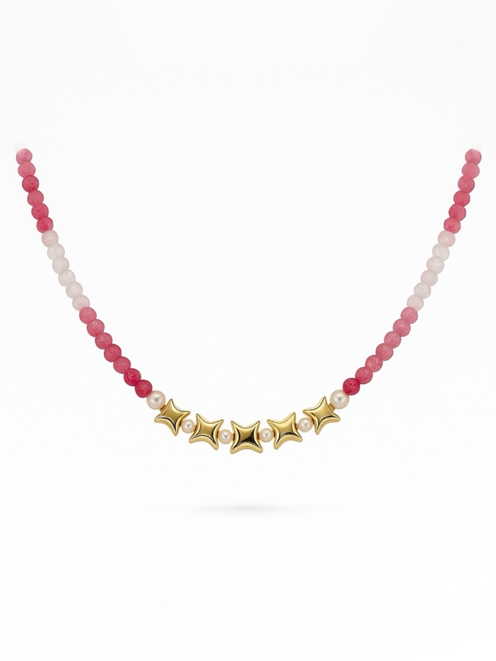 Cherry Blossom Quartz & Freshwater Pearl Beaded Necklace